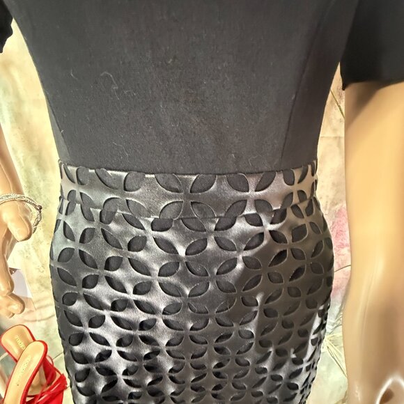 📌Cynthia Steffe Mix of Materials Laser-Cut Faux Leather Mini Dress - Picture 5 of 15